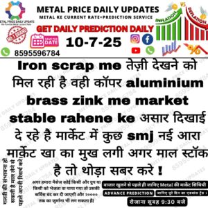 Aaj ke metal daam ki bhavishyavani, iron scrap aur steel market update ke saath.