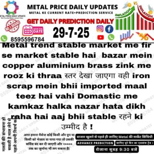 Today ka metal price prediction - iron scrap aur dusre dhatuon ke rate