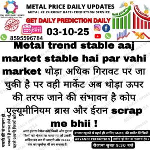 Today Metal, Iron aur Scrap Price Prediction