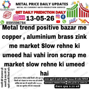 Today metal scrap prediction showing copper, aluminium aur brass scrap market me slow trend aur weak price movement analysis.