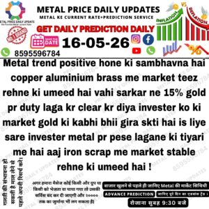 Today metal scrap market prediction with iron copper aluminium and brass scrap price trend analysis