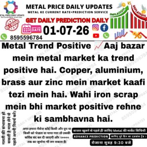 Today's metal market prediction indicating a positive trend in copper, aluminium, brass, zinc, and iron scrap prices.