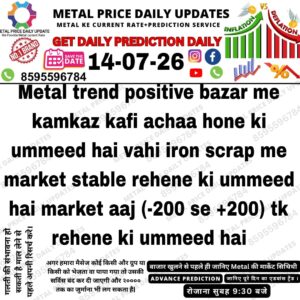 Metal market prediction showing a positive market trend with expectations of good business activity and stable iron scrap prices today.