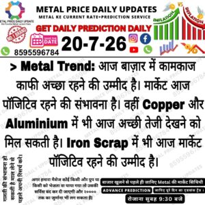 Today's metal market prediction indicating a positive market outlook with expected strength in copper and aluminium prices.