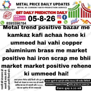 Daily metal market prediction showing a positive trend for copper, aluminum, and brass, with stable expectations for iron scrap and strong business activity.