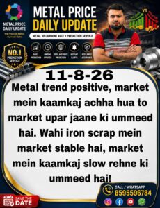 Alt Text: Metal market today: positive trend expected if trading activity remains strong; iron scrap market stable with slow business activity expected.